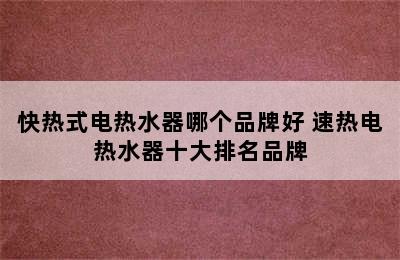 快热式电热水器哪个品牌好 速热电热水器十大排名品牌